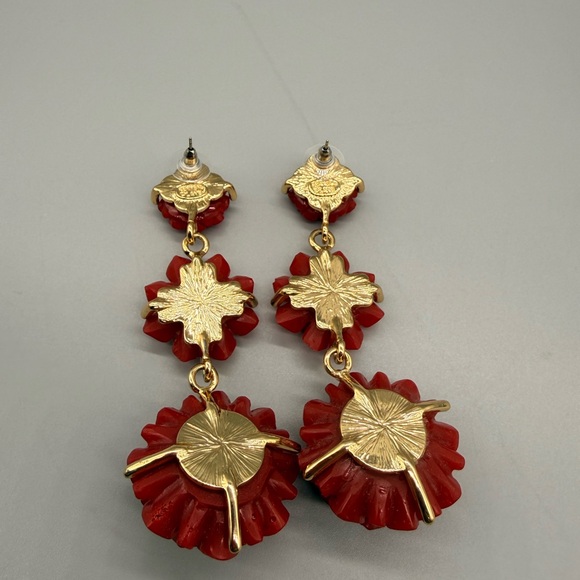 Stunning Kenneth Jay Lane Large Flowers Drop Earrings - Picture 5 of 7